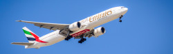 Emirates flight taking off from DXB
