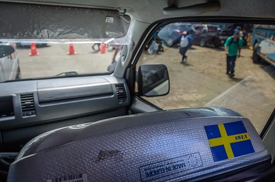 Suitcase in a front seat