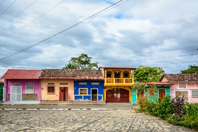 Street with colonial houses