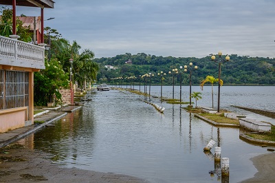 Flooded lake road in Flores