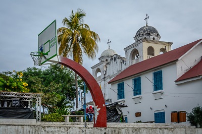 Basketball court in Central Park, Flores Guatemala