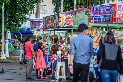 Food street in Chetumal in Mexico